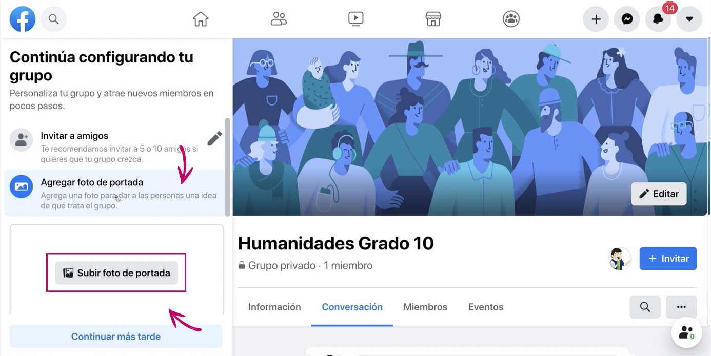 Configuración de un grupo en Facebook